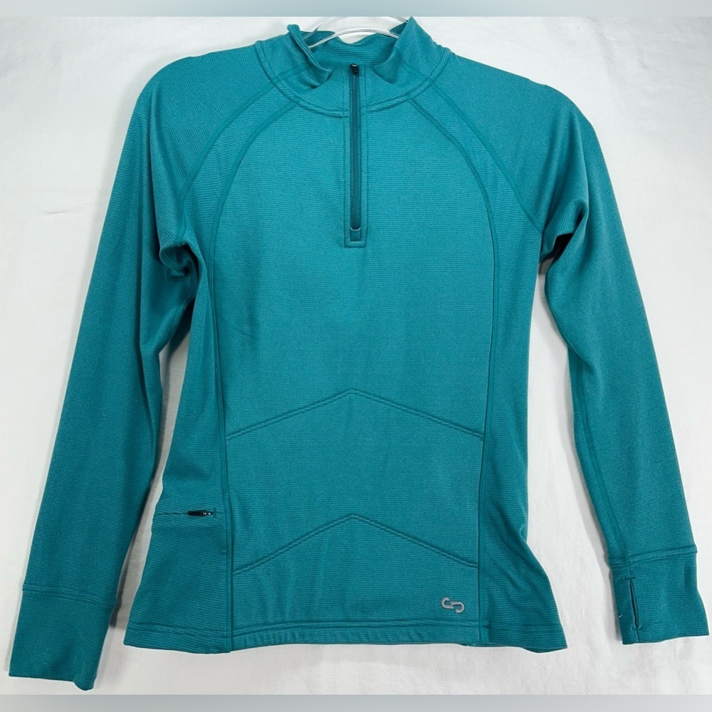 Oros Solarcore Quarter Zip Pullover Teal‎ Green Thumbhole Zip Pocket Foam XS